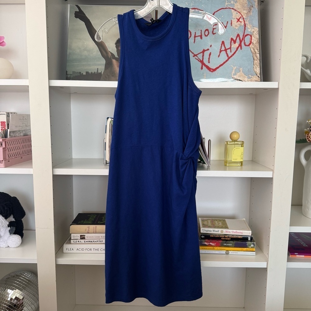TED BAKER Blue Livviaa Knotted Cotton-jersey Mini Dress - Picture 3 of 5